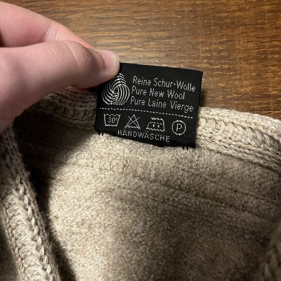 Vintage Sigi Scheiber Austrian Tyrol Wool Jacket Cardigan Khaki Metal Button - Picture 16 of 16